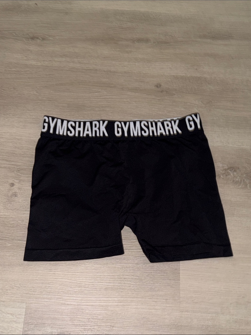 Gymshark Black Compression Shorts with White Logo Waistband